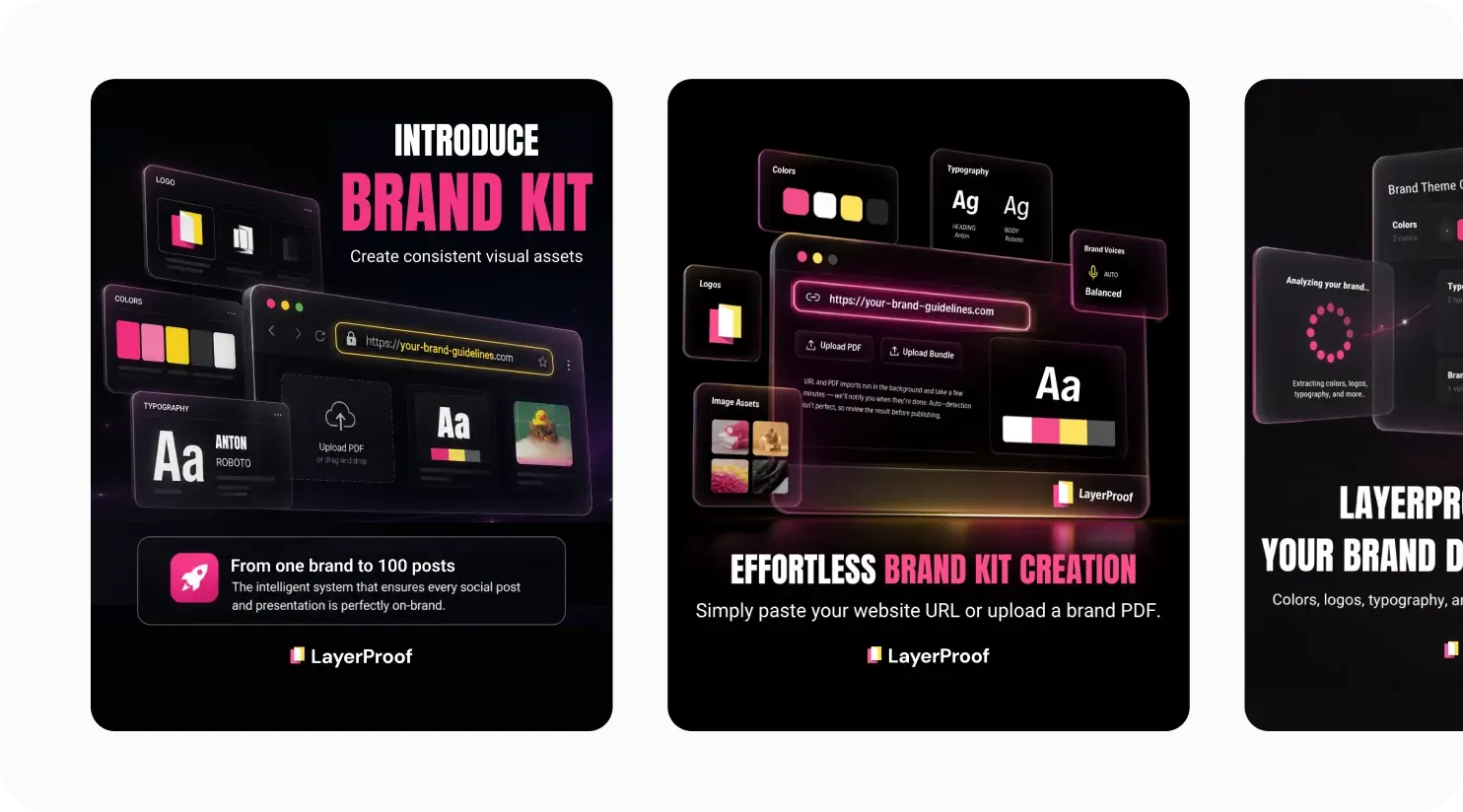Consistent social post variations generated from one Brand Kit