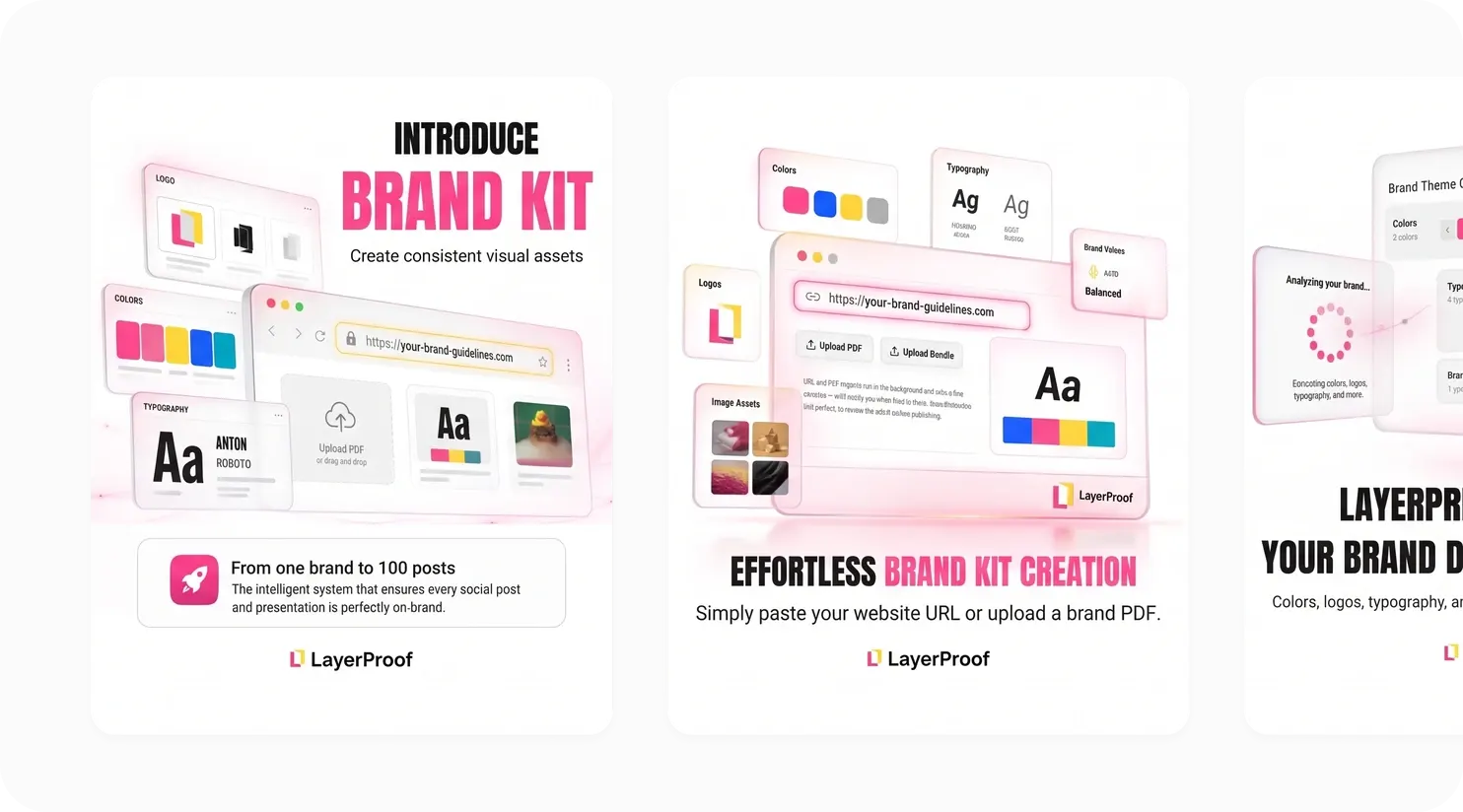 Consistent social post variations generated from one Brand Kit