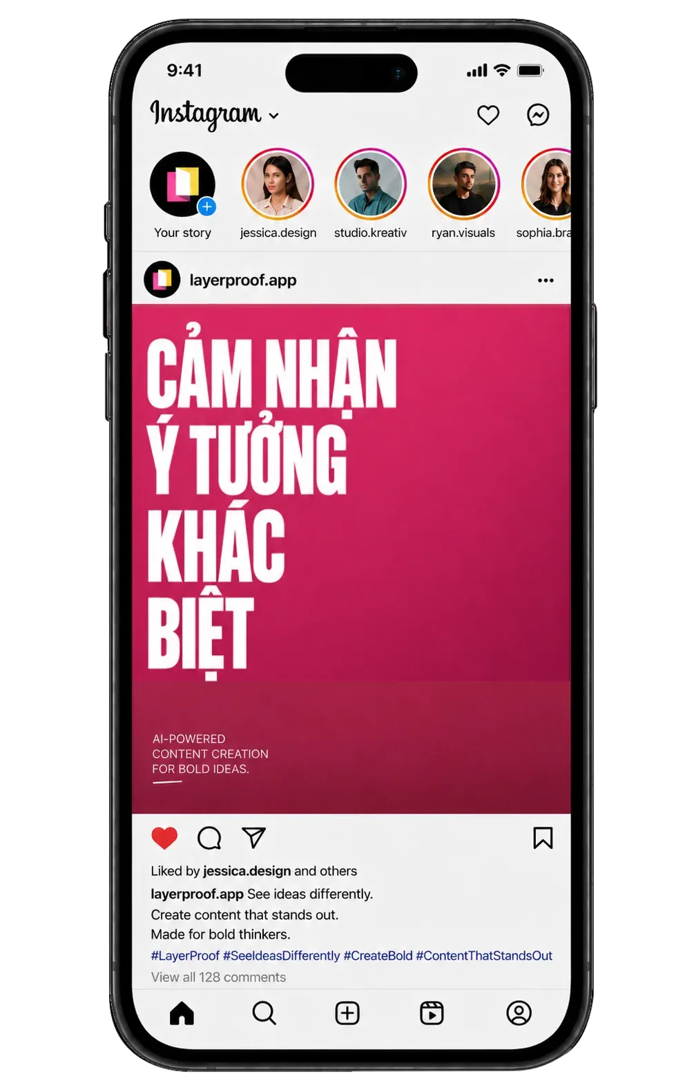 Bản xem trước bài đăng Instagram hiển thị trên điện thoại