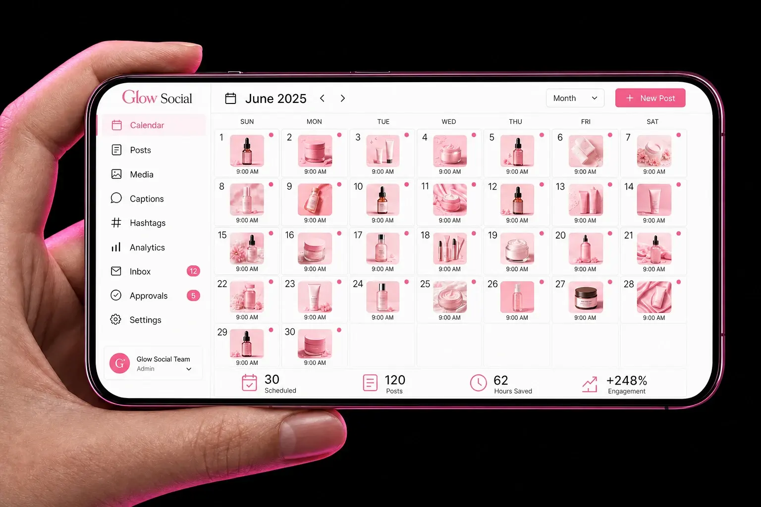 A content calendar packed with daily posts to publish
