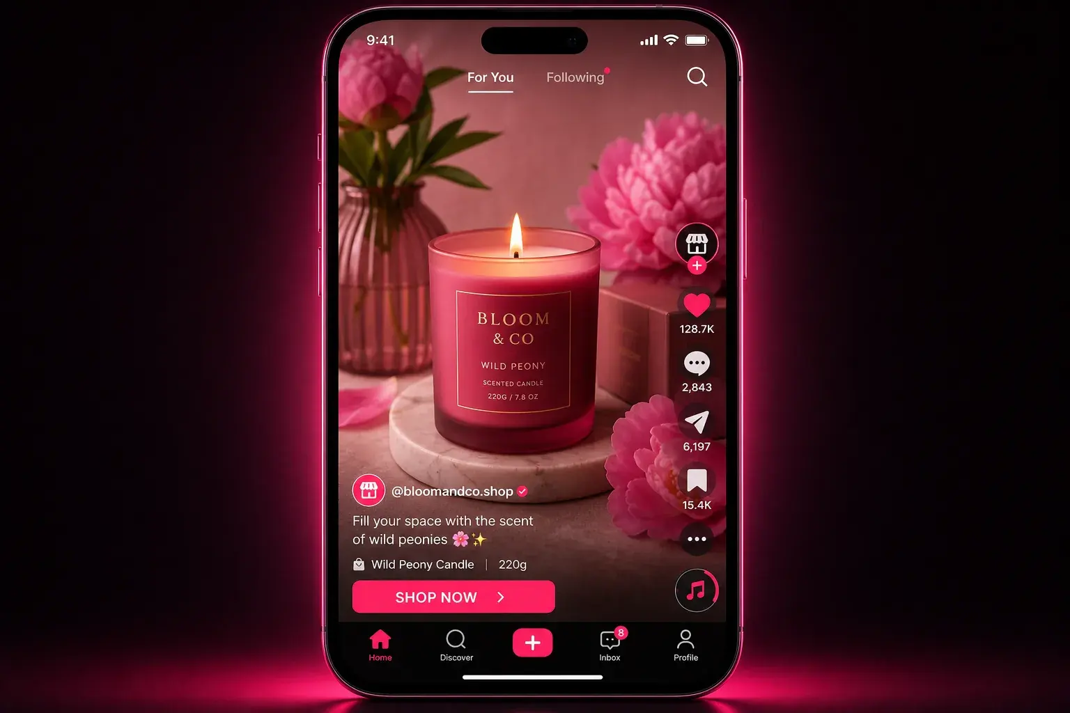 A shop product post shown in a social video feed