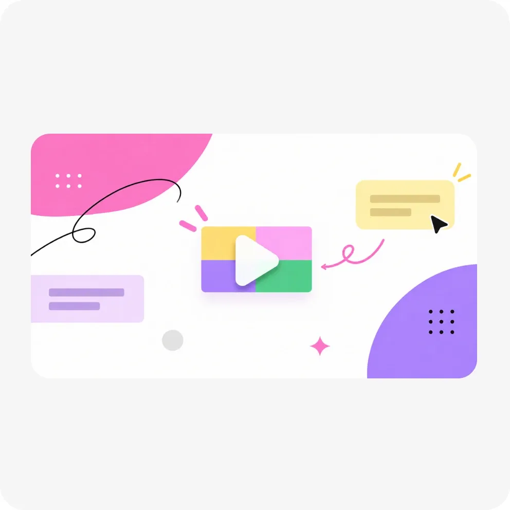 A motion graphics timeline editor with colorful animated shapes