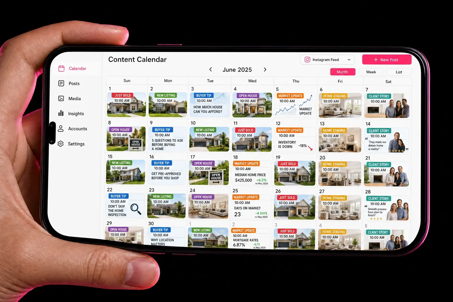 A content calendar packed with daily posts to publish