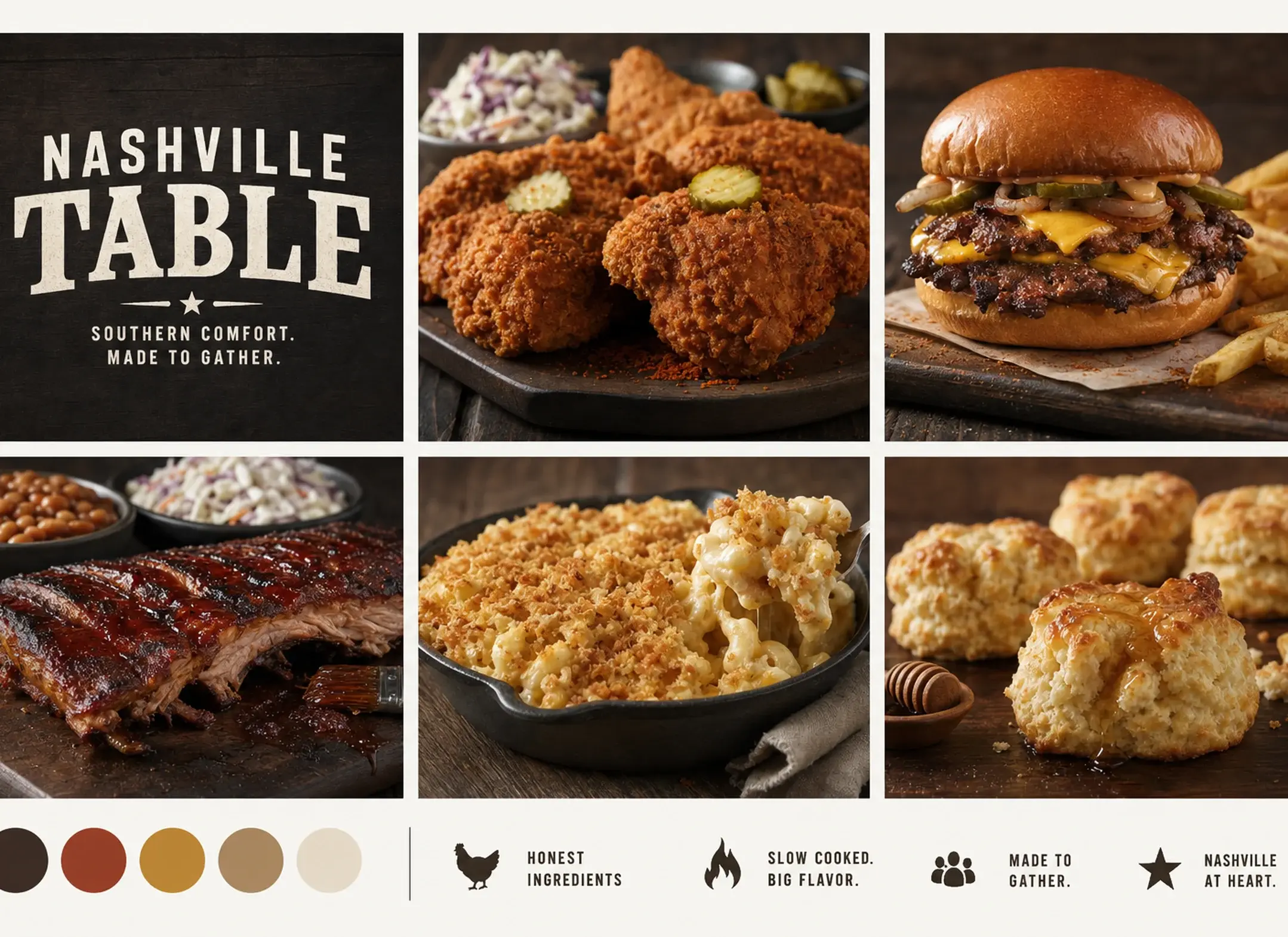 Brand photography set for a restaurant, styled consistently across every dish