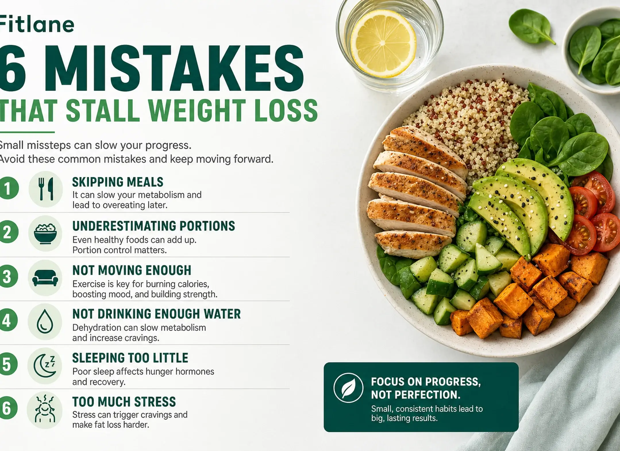 Weight-loss tips infographic produced as an on-brand social post