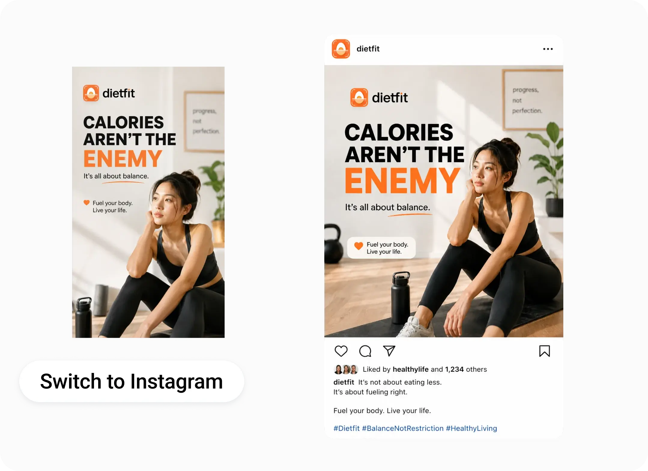 One campaign adapted from TikTok format to Instagram format
